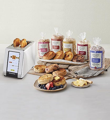 Revolution InstaGLO® R180 Toaster - Stainless Steel and Super-Thick English Muffins - 5 Packages